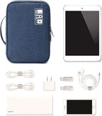 Lanola Travel Cable Organizer Bag, Electronic Accessories Case Portable Double Layer Cable Storage Bag for Cord,phone,Charger, Flash Drive, Phone, SD Card,Personal Items - (Dark Blue)