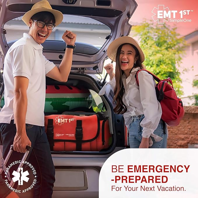EMT 1st Emergency Responder First Aid Kit | Medical Trauma Bag for Disaster Preparedness | Perfect for Wilderness, Camping, Home, Car, & Office | Our Lightweight Kits Come with 40 Unique Items