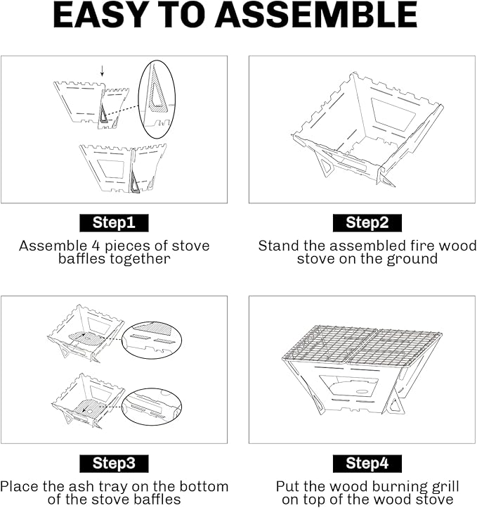 Fire Maple Maverick Wood Stove | Portable Durable Stainless Steel Campfire Stove with Grill | Ideal for Camping Backpacking Hiking Trips (Square Version)