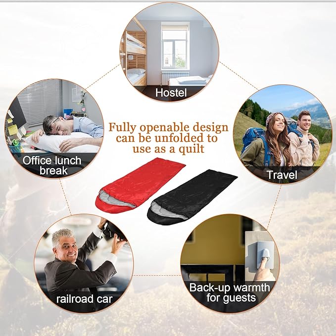 Macarrie 10 Pcs 0 Degree Camping Sleeping Bags Bulk for Adults Cold Weather 4 Season Warm Sleeping Bag with Compression Sack for Homeless Donation Shelter Emergency Hiking