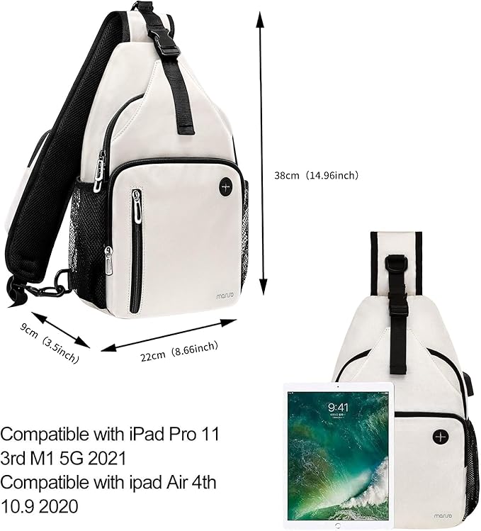 MOSISO Sling Backpack Bag, Crossbody Shoulder Bag Travel Hiking Daypack Chest Bag with Front Square Pocket&USB Charging Port