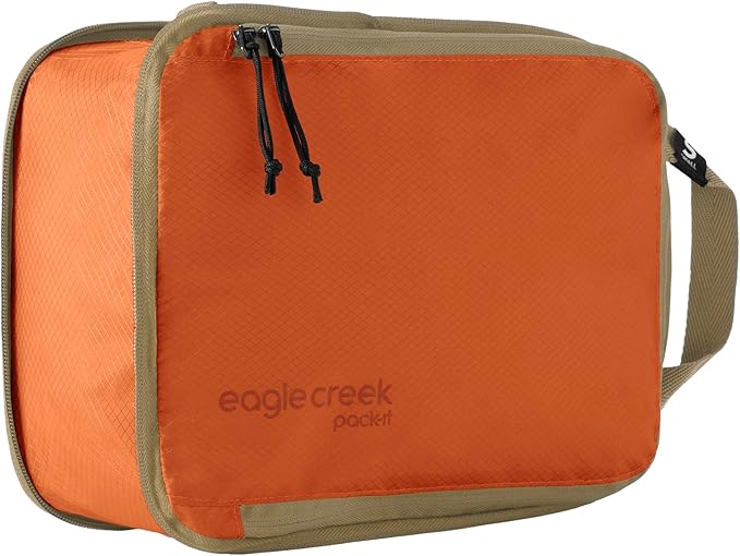 eagle creek Pack-It Isolate Compression Cube - Lightweight Compression Cube for Optimizing Luggage Space - Easy-Grab Zipper - Convenient Top Handle - Recycled Materials - Small - Mandarin