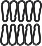 3 Inch Carabiner Spring Snap Hook Steel Clip Link Buckle Heavy Duty 8x80mm 10 Pcs for Outdoor Camping Hiking Hammock Swing, Black