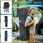 Oversized High-Back Camping Chairs with Pillow, Dual Cup Holders & Cooler Bag - Heavy Duty Foldable Outdoor Chair for Adults4PC (1, BLACKGREY-3PC-SET)