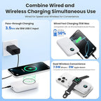 Magnetic Portable Charger for iPhone, 10800mAh 4-in-1 Wireless Power Bank with iWatch Charger, 25W PD Fast Charging Battery Pack for Magsafe, iPhone 16/15/14/13/12 Series, Apple Watch (B-White)