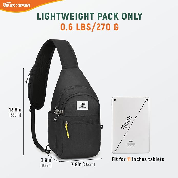 SKYSPER Sling Bag RFID Anti-Theft Crossbody Bag Recycled Travel Cross Body Bag Shoulder Sling Daypack
