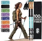 100% Carbon Fiber Trekking Poles by USA Brand - Ultra Strong Lightweight Collapsible Hiking Poles with Cork and EVA Foam Grips & Quick Adjustable Flip Locks