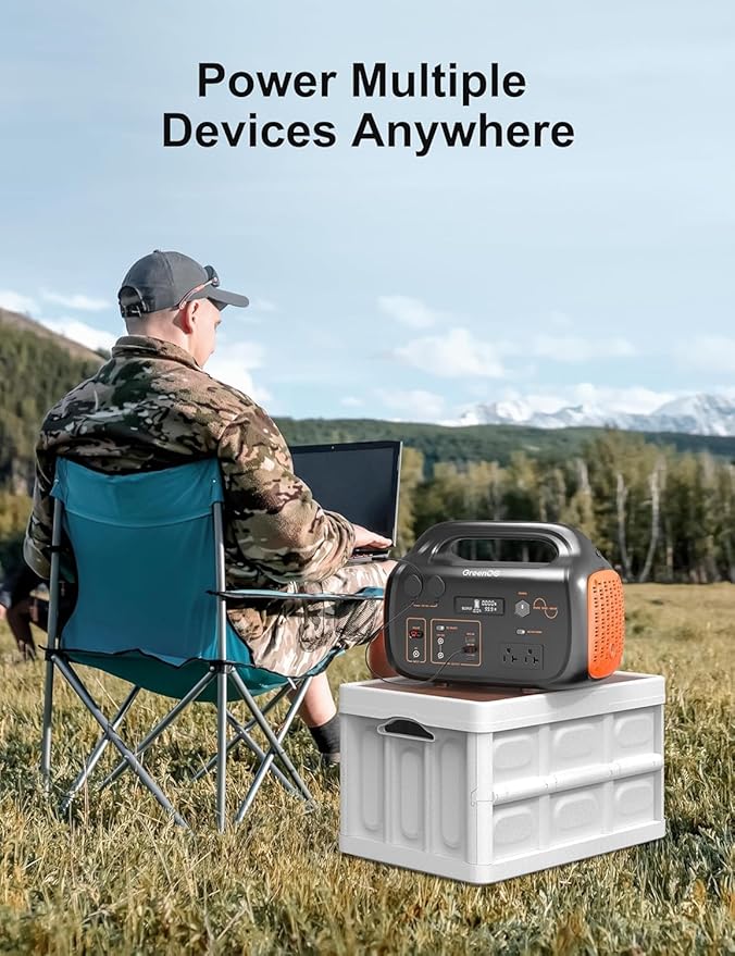 Portable Power Station 600W 655Wh, 11 Ports Camping Power Bank for Outdoors Home, Solar Powered Generator LED Lithium Battery Backup with AC Outlet USB-C