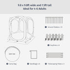 EAST OAK Screen House Tent Pop-Up, Portable Screen Room Canopy Instant Screen Tent 10 x 10 FT with Carry Bag for Patio, Backyard, Deck & Outdoor Activities, Beige