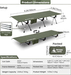 ONETIGRIS SUPRANUBIS Camping Cot, Height Adjustable with Cot Leg Extenders, Strong Support 330lbs, Lightweight Comfortable Folding Bed for Camping, Hiking, Travel, Truck, Beach, Office Nap