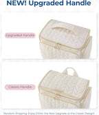 BAGSMART Travel Toiletry Bag, Large Wide-open Travel Bag for Toiletries, Makeup Cosmetic Travel Bag with Handle-Camel