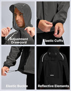 Men's Cycling Rain Jackets Waterproof Running Bike Windbreaker Lightweight Packable Hooded Jacket