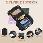 Passport Holder for Travel, Neck Pouch Travel Wallet With RFID Blocking, Waterproof Lightweight Passport Wallet for Women and Men (Black)