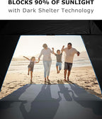 Venustas Beach Tent Sun Shelter for 3/4-5/6-7/8-10 Person, UPF 50+ UV Protection Beach Canopy, Lightweight and Easy Setup Cabana, Portable Shade Tent