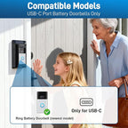 Solar Charger for Ring Doorbell, 2-in-1 Doorbell Mount with 6W Waterproof Solar Panel, USB-C Charging Port, Continuous Power Supply, No Battery Disassembly Required