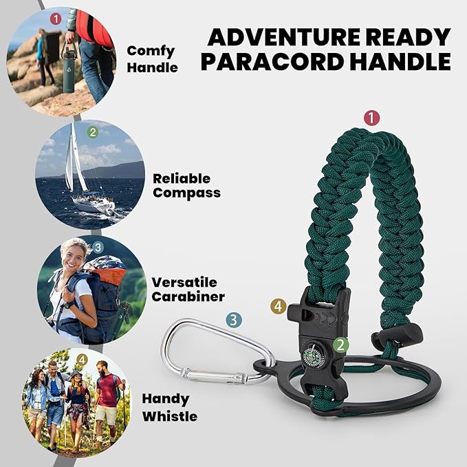 Insulated Water Bottle 20 oz, Triple Wall Vacuum Stainless Steel (Cold for 48 Hrs), Leak Proof & Non-BPA, Kids Water Bottle Jug for School with Straw Spout Lids, Dark Green