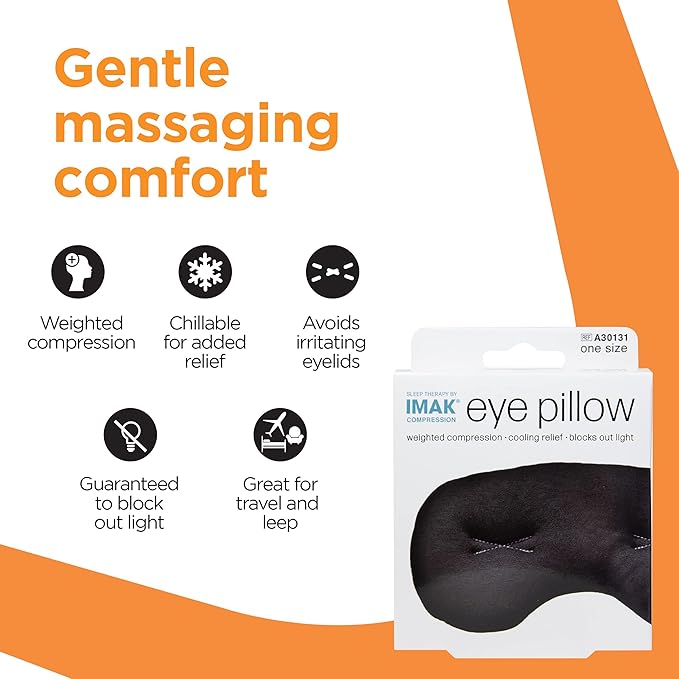 Brownmed IMAK Eye Pillow - Sleep Mask with ErgoBeads for Pain Relief - Cooling & Relaxing Sleep Aid - Black