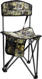 FLISSA Tripod Hunting Chair with Backrest, Portable Hunting Stool Supports 250 LBS, Foldable Camo Seat with Carry Strap for Hunting, Hiking, Fishing and Camping