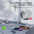 Upgraded Apple Watch Charger, 3 in 1 Multi Charging Cable 6FT, Magnetic Fast Charger, Portable Wireless Fast Charging Cable Cord for iWatch Series Ultra SE 3/11/10/9/8/7/6/iPhone17 16 15/14/13/12/11