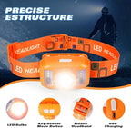 Rechargeable Headlamp Flashlight,Super Bright LED Head Torches,Sensor Control, 6 Light Settings, IPX5 Waterproof & Lightweight, Ideal for Camping, Running & Hiking Outdoor (2, Orange)