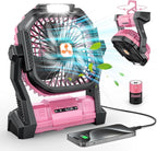 Portable Fan Rechargeable, 20000mAh Cordless Battery Powered Table Fan with LED Lantern, USB C Battery Operated for Camping Tent Office Beach Desk Fishing Travel Home