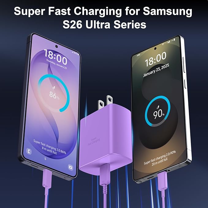 45W USB C Super Fast Charger Type C Charger Fast Charging Android Phone Charger Block with 10FT Type C Charging Cable for Samsung Galaxy S26 Ultra/S26/S26+/S25/S25 Ultra/S25+/S24 Ultra/S23 Ultra/S22