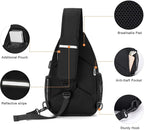 MOSISO Sling Backpack Bag, Crossbody Shoulder Bag Travel Hiking Daypack Chest Bag with Front Square Pocket&USB Charging Port