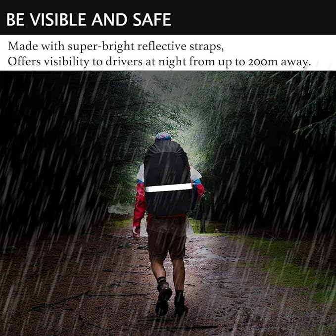 Frelaxy Hi-Visibility Backpack Rain Cover with Reflective Strip 100% Waterproof Ultralight Backpack Cover, Storage Pouch, Anti-Slip Cross Buckle Strap, for Hiking, Camping, Biking, Outdoor, Traveling