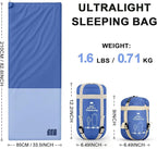 Ultralight Warm Weather Sleeping Bag - Portable, Waterproof, Compact Lightweight, Comfort with Compression Sack - Great for Outdoor Camping, Backpacking & Hiking