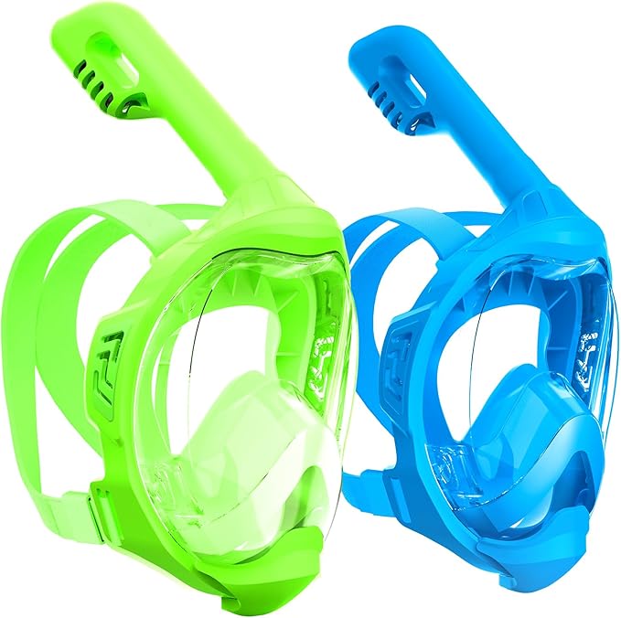 Kids Full Face Snorkel Mask, Snorkeling Gear for Kids, Kids Scuba Mask and Snorkel, Diving Mask, Snorkeling Set, 180 Degree Panoramic View Anti-Fog Anti-Leak