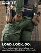 CQR Men's Flex Ripstop Tactical Pants, Water Resistant Stretch Cargo Pants, Lightweight EDC Hiking Work Pants