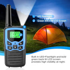 Walkie Talkies,MOICO Long Range Walkie Talkies for Adults Two-Way Radios with 22 Channels FRS VOX Scan LCD Display with LED Flashlight for Field, Survival Biking Hiking Camping 2 Pack (Blue)