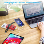 Magnetic Portable Charger 10800mAh,4-in-1 Wireless Power Bank with iWatch Charger, QC4.0+20W PD Fast Charging USB C Battery Pack with LCD Display for Magsafe,iPhone 16/15/14/13/12,Apple Watch, Red