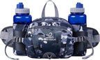 WATERFLY Fanny Pack Waist Bag: Fannie Pack 2 Water Bottle Holders Lumbar Belt Hiking Walking Running Jogging Camping Large Woman Man (Bottle Not Included)