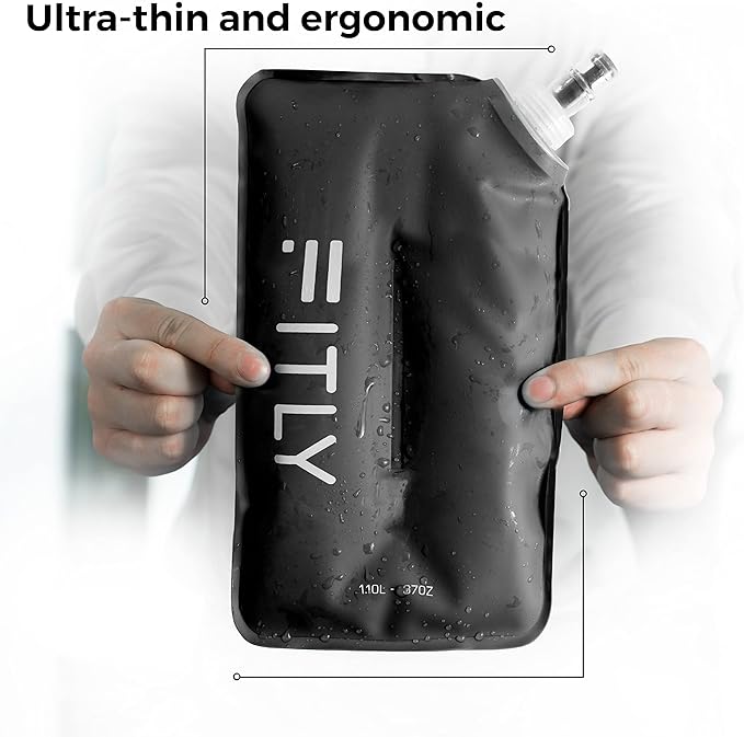 Soft Flask - Shrink As You Drink Soft Water Bottle for Hydration Pack - Folding Water Bottle Ideal for Running, Hiking, Cycling, Climbing & Rigorous Activity