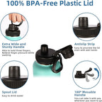 Volhoply Insulated Water Bottles Bulk 4 Pack, 40 oz Stainless Steel Double Walled Vacuum Travel Water Cups with Wide Mouth, Reusable Large Water jug with Paracord for Hiking(Green Pink,4 Set)