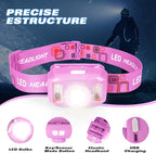 Rechargeable Headlamp Flashlight,12000 Lumens Super Bright LED Head Torches,Sensor Control, 6 Light Settings, IPX5 Waterproof & Lightweight, Ideal for Camping, Running & Hiking Outdoor (2, Pink)
