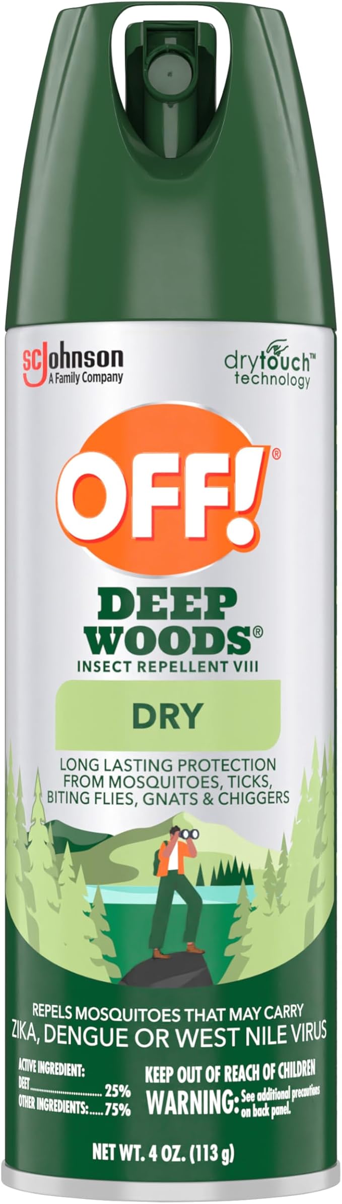 OFF! Deep Woods Insect Repellent Aerosol, Dry, Non-Greasy Formula, Bug Spray with Long Lasting Protection from Mosquitoes and Ticks, 4 oz