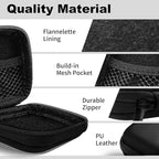 Square Earbud Case Portable EVA Storage Bag Cell Phone Accessories Organizer with Carabiner for Wired/Wireless Earphone, Earbud, Earpieces, SD Memory Card, Camera Chips, Tech Pouch, Black