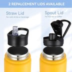 HASLE OUTFITTERS Insulated Water Bottle 22 oz Double Wall Stainless Steel Water Bottle Wide Mouth with Straw Lid & Spout Lid Keeps Cold or Hot(Yellow Orange Gradient,1)