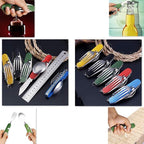 6-in-1 Multi-Function Camping Utensil Flatware Set Detachable Spoon Fork Knife Combo Mess Kit with Carrying Pouch (Black + Green)