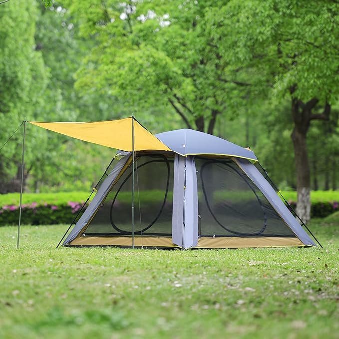 Wind Tour 3-4 Persons Instant Automatic Family Camping Tent Quick Set up Tent for Beach, Traveling, Hiking, Mountaineering, Outdoor Activities