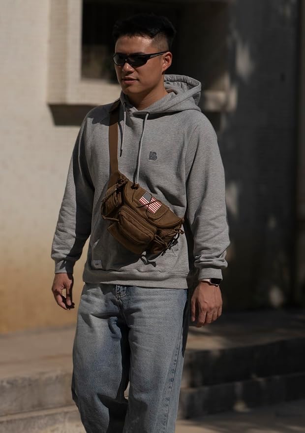 Tactical Waist Bag Utility Fanny Pack Small Hip Belt Bag Crossbody Sling Pack for Outdoor Every Day Carry, Hiking, Camping, Travel