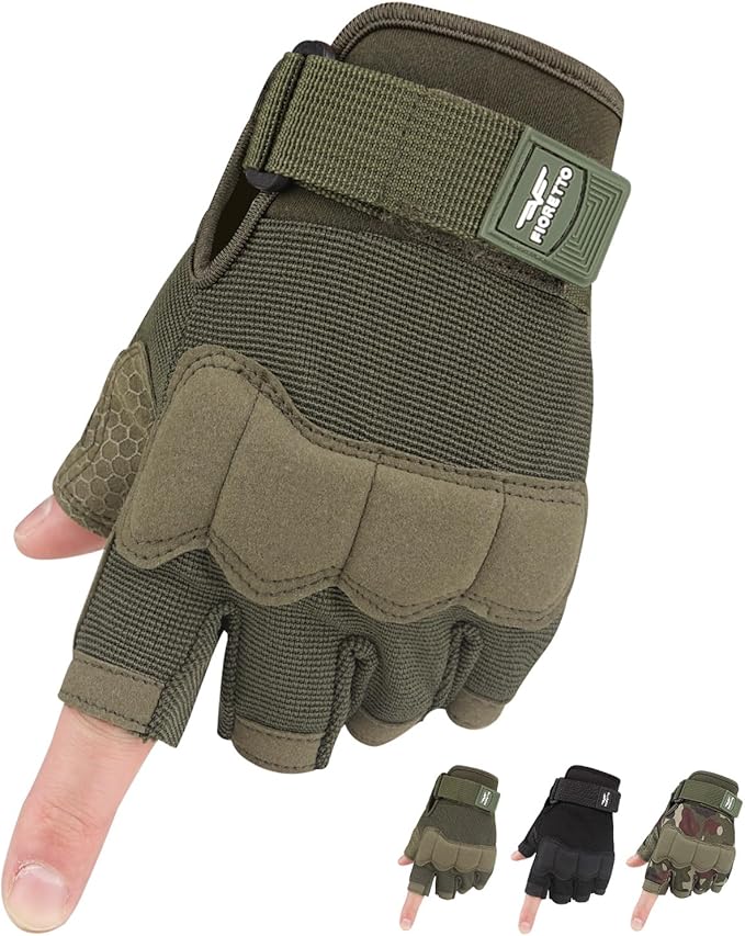 FIORETTO Fingerless Gloves, Half Finger Gloves for Driving, Cycling, Shooting, Hunting, Motorcycle, Climbing, Outdoor Work 215801