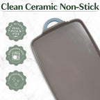 Goodful All-in-One Double Burner Griddle, Ceramic Nonstick, Durable Cast Aluminum, Oven Safe and Dishwasher Safe, Made without PFAS, PFOA, PFOS & PTFE, 18-Inch x 11-Inch, Blue Mist