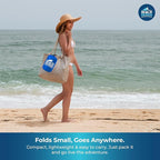 Sandproof Waterproof Beach Blanket Extra Large 108"x 84", Mat for Family, Quick Dry Ripstop Nylon Lightweight, Compact for Travel, Picnic, Camping w/ 4 Anchor Stakes and Carry Bag