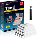 Travel Vacuum Bags for Luggage with Hand Pump,Vacuum Seal Bags for Clothing,Packing Cubes Compression,Cruise Ship and Travel Essentials(Combo 12 Pack)