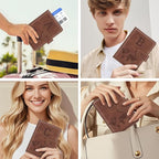 Passport Holder Wallet Cover Personalized Letter A-Z Travel Wallet RFID Blocking Passport Cover Wallet Case for Travel Passport Book Holders for Women and Men, Brown-C