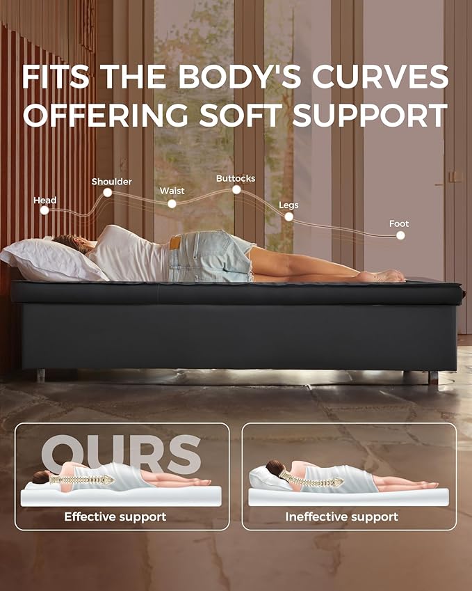 KingCamp Self Inflating Sleeping Pad for Camping, 7.5 R-Value Double Camping Mattress, Portable 4 Season Memory Foam Camping Mat with Pump & PVC-Free Fabric for Comfort Travel Car Tent Cot, Black