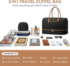 Travel Bag Weekender Bags for Women - Carry on Overnight Bag with Shoe Compartment Duffle Bag with Laptop Pocket Hospital Bag for Labor Delivery Gym Tote Bag with Toiletry Bag Black Brown